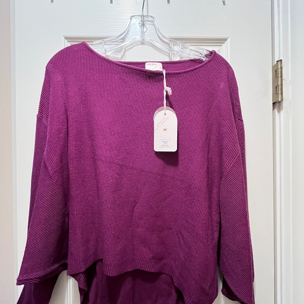 Kerisma Cropped Sweater in Rich Plum Purple